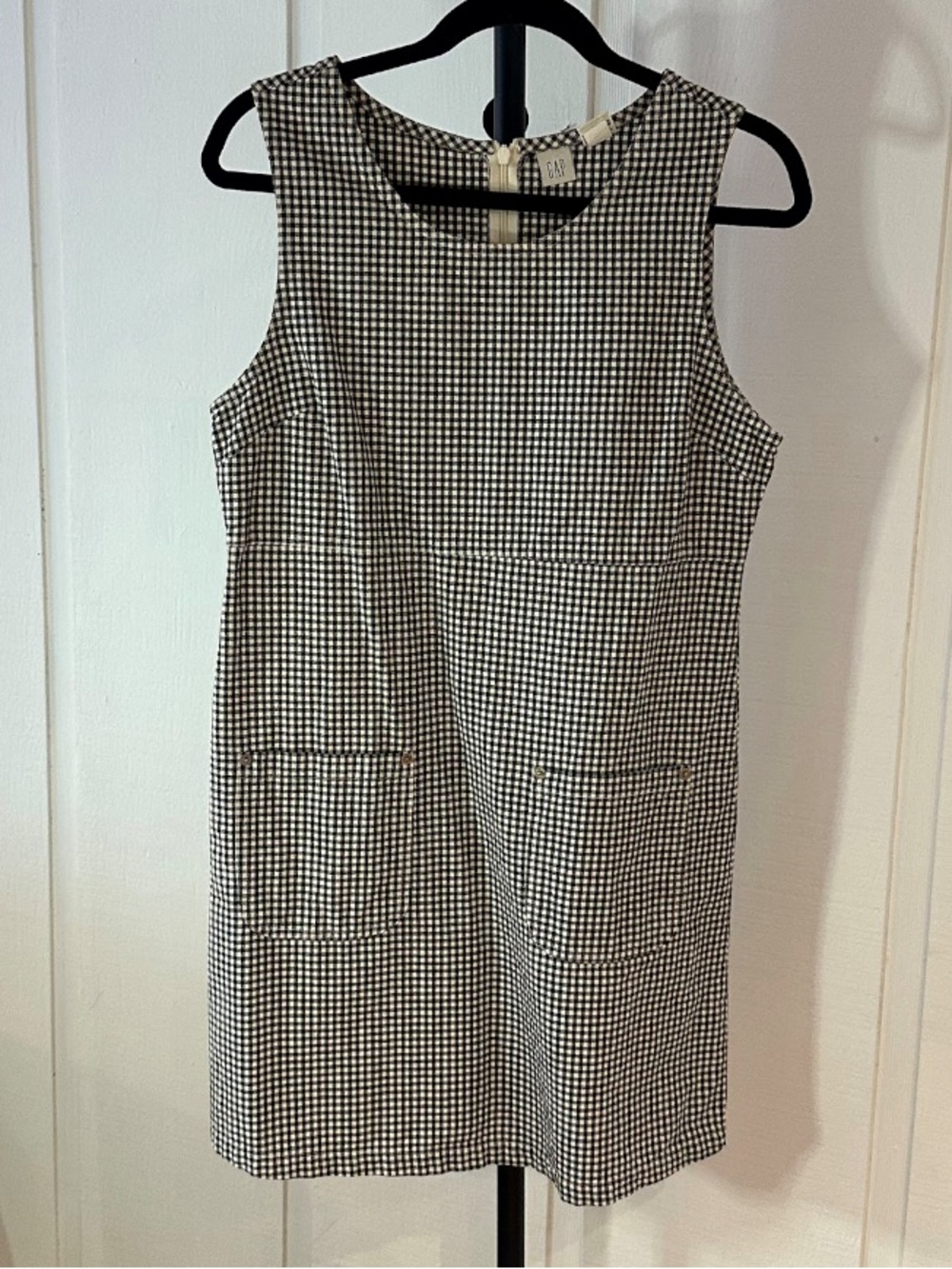 Vintage GAP Gingham Mini Dress Black White Size Medium